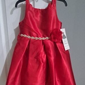 Rare Editions Red Embellished Pleated A-Line Dress
